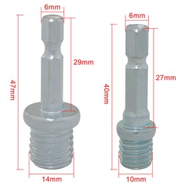 FMHXG 4PCS Stainless Steel Hexagonal Drill Adapter Cutting and Polishing Grinder Hand Drill to Polishing Angle Grinder Connection Adapter Bar M10x2 M14x2 Screw Shaft Adapter Bar