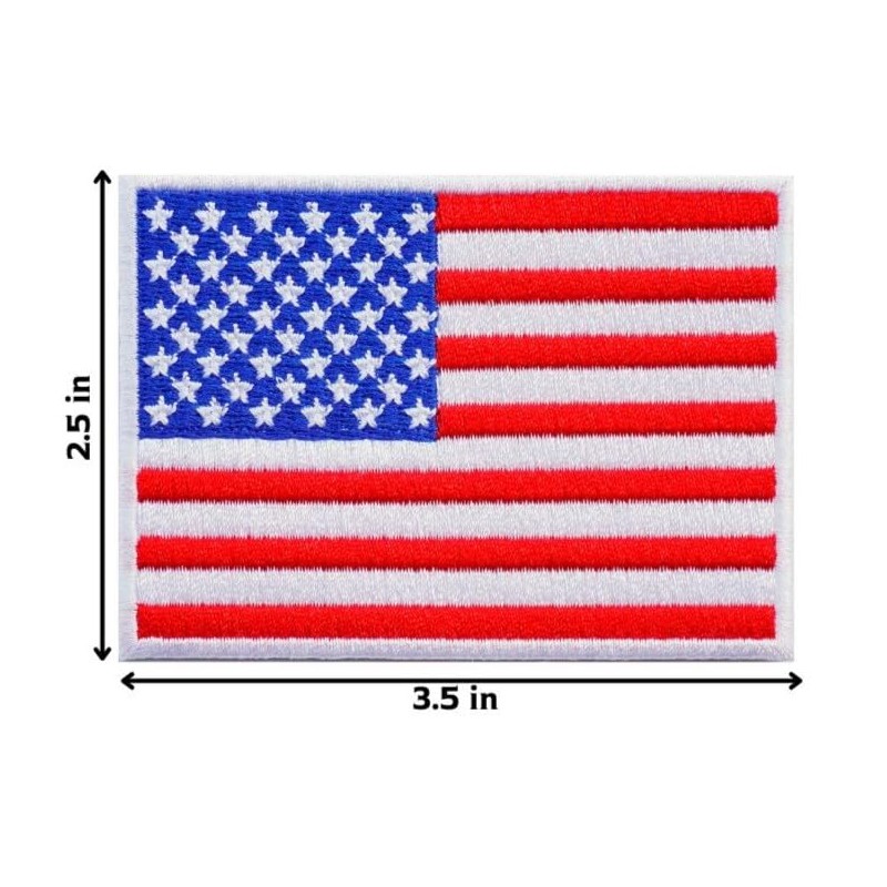 3.5x2.5 Inches American Flag Iron on Patch USA Flag Embroidered