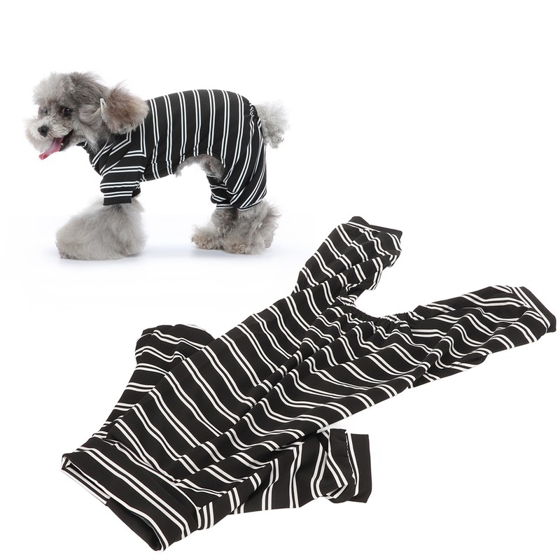 Dog Striped Pajamas Classic Black White Stripe Lightweight Full Coverage
