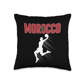 G2T Morocco Summer Sports Basketball Morocco Basketball Fans Jersey Moroccan Flag Slam Dunk Sport Throw Pillow, 16x16, Multicolor