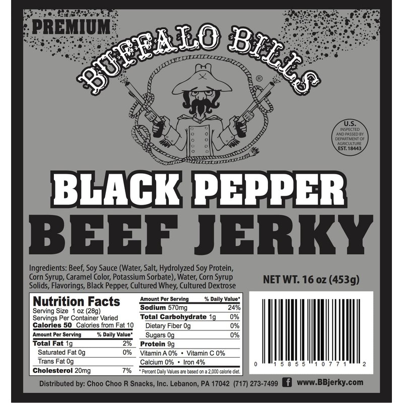 Buffalo Bills 16oz Premium Black Pepper Beef Jerky Pieces (smoked