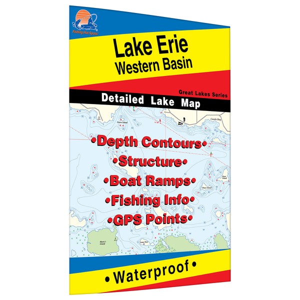 Erie Fishing Map, Lake-Western Basin Fishing Map, Lake Fishing Map