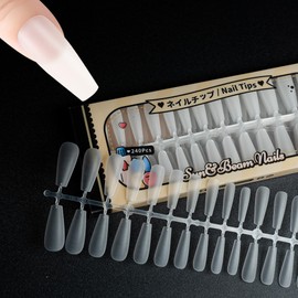 Sun&Beam Nails Fake Nails Tips Full Clear Acrylic Cover for Manicure Salons Nail Art 15 Sizes 240 Pcs (Long Coffin)
