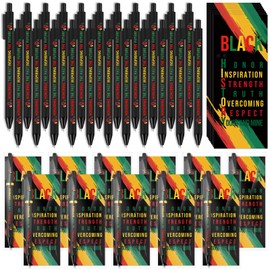 Sayglossy 30 Sets Black History Month Gifts Inspirational Ballpoint Pens and Bookmarks Bulk Black History Party Favors Decorations for African American Freedom Day