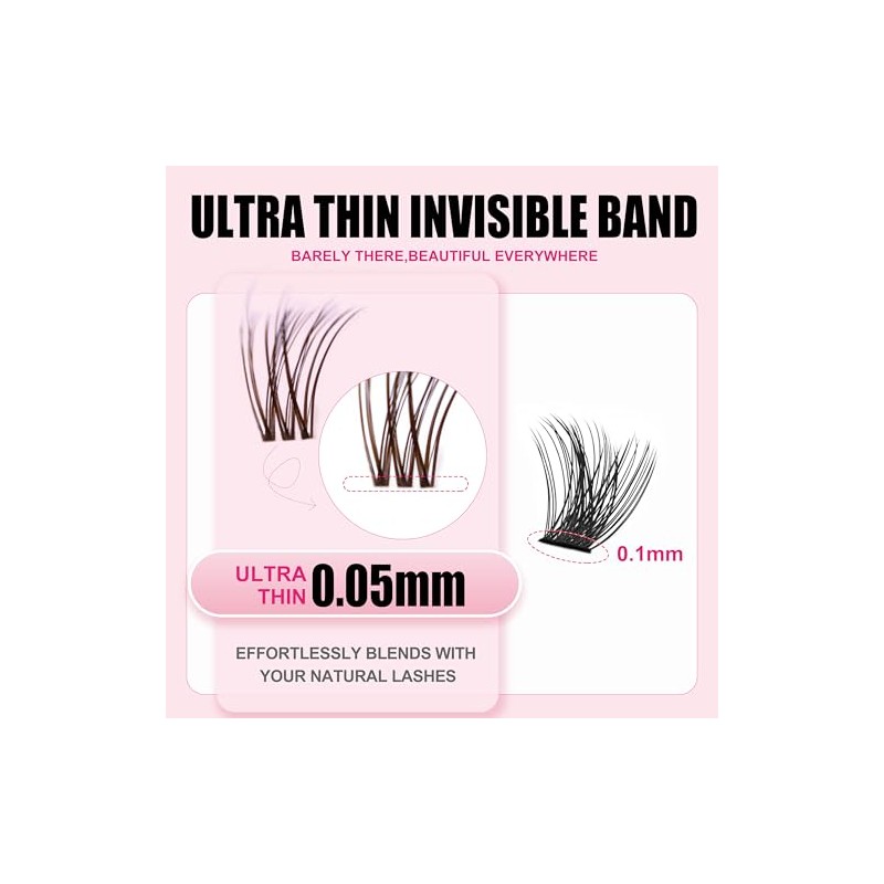 Plume Brown Lashes Natural Lash ClustersWith Invisible Band DlY Lash