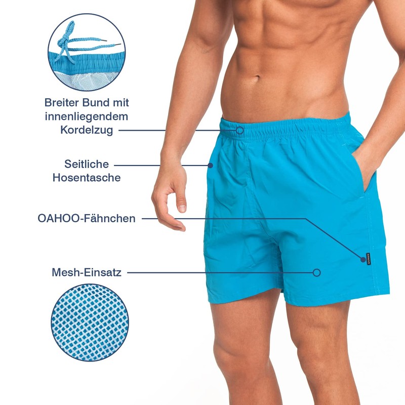 OAHOO Men's Swim Shorts (2 Pack) Swim Trunks with Mesh
