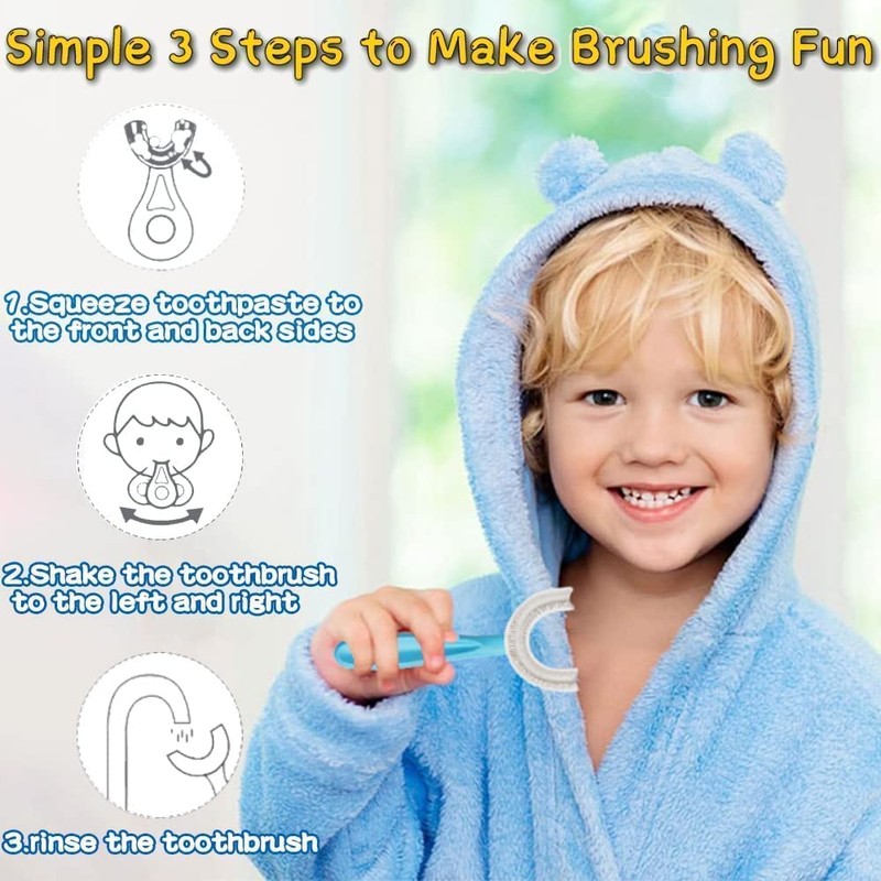 YOTEE U-Shaped Toothbrush Kids 2 PCS - Toddler Toothbrush with