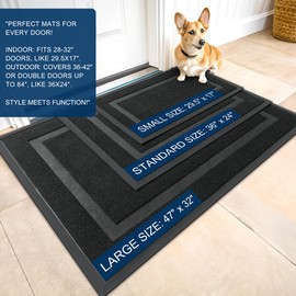 OLANLY Front Door Mat Indoor Outdoor Entrance, Waterproof All-Season, All-Weather Doormat, Sturdy Natural Rubber, Fade Resistant, Low Profile, Easy Clean Patio Porch Entryway Mat, 59x30, Black