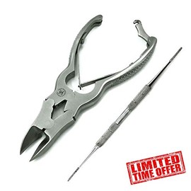 Toe Nail Clipper Heavy Duty Professional Thick Toenail Clippers Cutter Large Men HEAVY DUTY THICK TOE NAIL CLIPPER CUTTER + DUAL SIDED FILE PODIATRY TOOLS for Ingrown Nails Precision Scissors