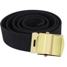 Army Universe Nylon Canvas Web Belt Breathable Heavy Duty Military Tactical Waist Belt with Metal Buckle (54 inches, Black with Gold Buckle)