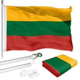 G128 Flag Pole 6FT Silver Tangle Free & Lithuania Lithuanian Flag 3x5 Ft Combo