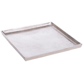 Brandsseller Decorative Tray Approx. 25 x 25 cm Square Aluminium Decorative Plate Silver