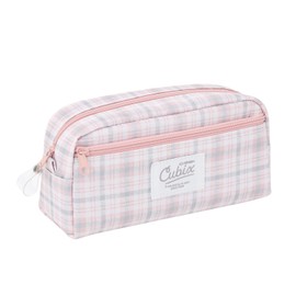 M-Plan Cubix Makeup Case, Checkered, Pink/Beige