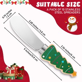 Sieral 10 Pcs Christmas Cheese and Butter Spreader Knives Cheese Spreader Butter Spreader Knives Multipurpose Christmas Decor with Hand Painted Wooden Handle Stainless Steel Blade (Snowman)