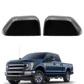 KYYET Gloss Black Top Half Side Tow Mirror Cover Cap Fits For 2017 2018 2019 2020 2021 2022 2022 2023 2024 Ford F250 F350 Super Duty Replace HC3Z17D742AA HC3Z17D743AA