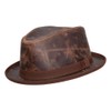 American Hat Makers Soho Leather Fedora — Brown, XX-Large