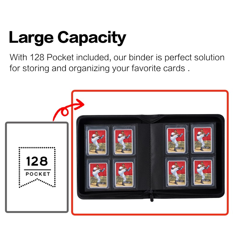 Toploader Binder, Holds 128 Top Loaders - 4 Pocket Top