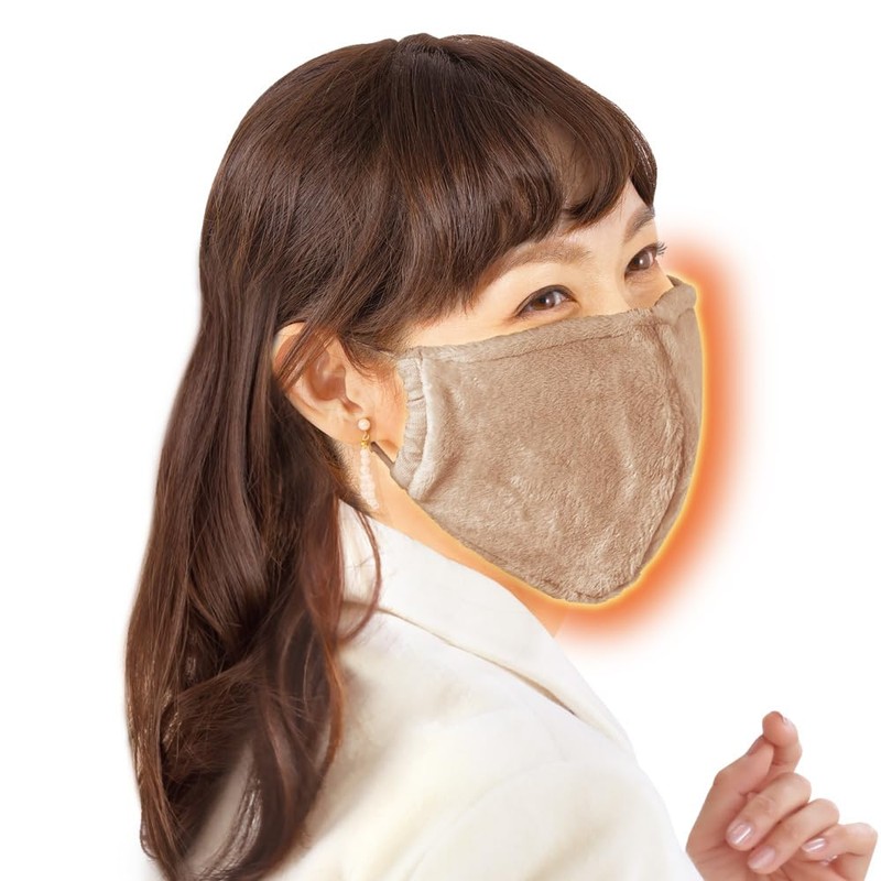 Moisture-wicking, heat-generating, warm mask, 2 piece set, light gray