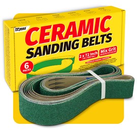 Juego de 6 correas de lijado de cerámica de circonio de 2 x 72 pulgadas, 40, 60, 80, 100, 120, 180 Grits de metal premium para afilar cuchillos, extracción de existencias y trabajo biselado