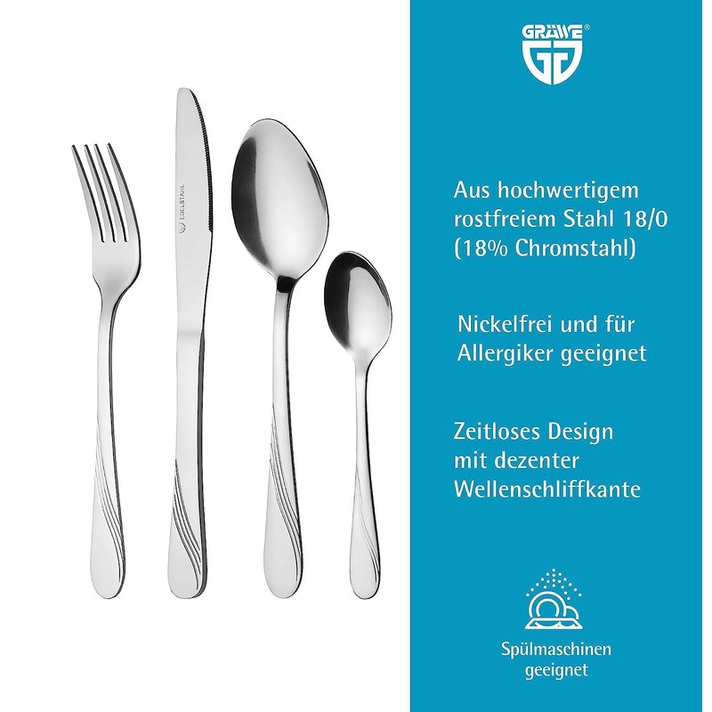 GRAEWE Cutlery Set 48 Pieces for 6 People