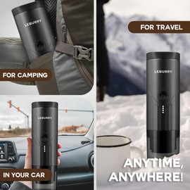 LEBURRY Portable Espresso Machine - Travel Espresso Maker for Both Coffee Ground & Capsules - Battery Powered Coffee Maker - Portable Coffee Maker for Travel, Camping, Home, Office, RV