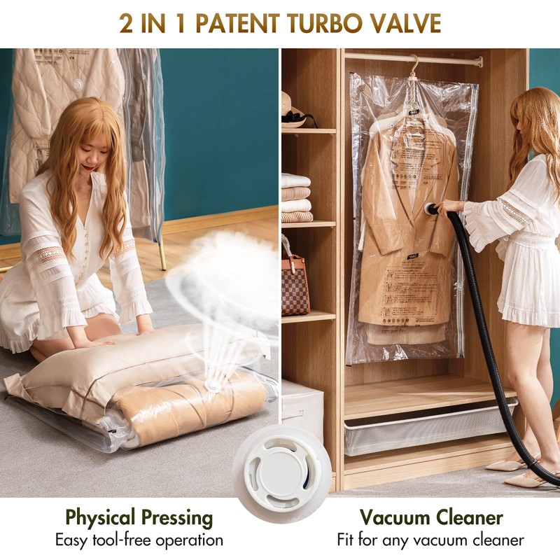 TAILI Hanging Vacuum Sealer Storage Space Saver Bags for Clothes,