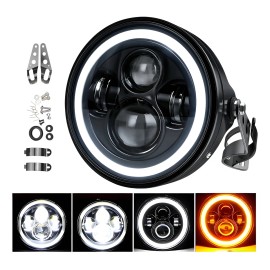 Faro Moto Universal 7 Pulgadas Led Alto Brillo Con Carcasa