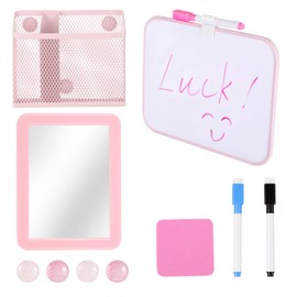 Fippy Pink Locker Accessories Kit, Locker Decorations for Girls, Aesthetic Decor Kit Includes Magnetic Locker Mirror, Whiteboard, Pen Holder, Markers and Magnets
