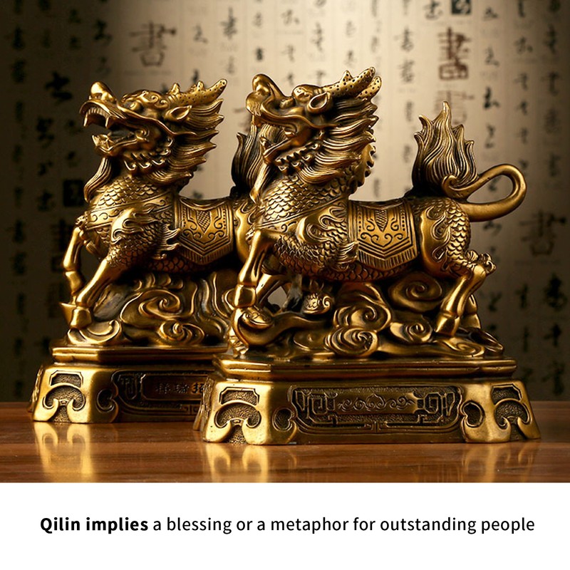 Qilin Ornament Brass Home Desktop Statue Collection Lucky Animals Crafts