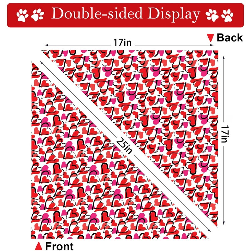 Valentines Dog Bandana Reversible Triangle Bibs Scarf Mother's Day Bandanas