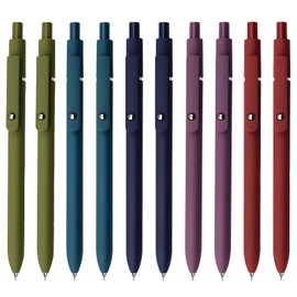 UIXJODO Gel Pens, 10 Pcs 0.5mm Black Ink Pens Fine Point Smooth Writing Pens with Silicone Grip, High-End Series Metal Clip Retractable Pens for Journaling Note Taking (10 Pcs Vintage)