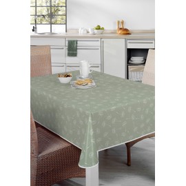 Oilcloth Tablecloth Wipe Clean Non-Slip with Piping Band Square Round Oval, Motif Choice of Colours (Dandelion Green, Round, 140 cm)