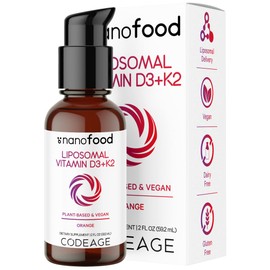 Codeage Codeage Liquid Vitamin D3 K2 Supplement, Liposomal Vitamin D Cholecalciferol, Menaquinone MK-7, Liquid Vitamin K - Vegan & Non-GMO - No Sugar - 2 fl oz