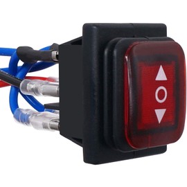 Taiss Current Polarity Reverse Switch, Waterproof Rocker Switch, DC Motor, 10A (LED DC 12V), 6 Pole, 3 Positions (ON) Off (ON) with Cable KCD4-223N-WM-R+JT