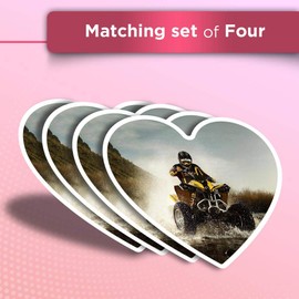 Vinyl Heart Stickers (Set of 4) - ATV Quad Bike Motorbike Biker Fun Decals for Laptops,Tablets,Luggage,Scrap Booking,Fridges #8096