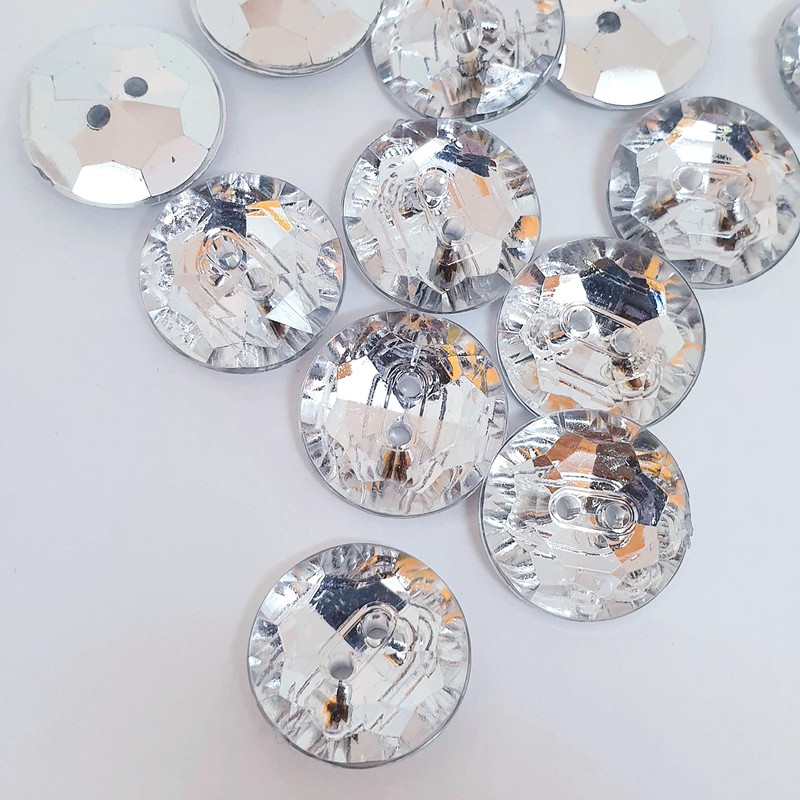MajorCrafts® 24pcs 20mm Crystal Clear Faceted Acrylic 2 Holes Small