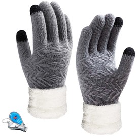 KXF Super Warm Stretchy Gloves for Women Knitted Winter Gloves Velvet Liner Gloves Touchscreen Thermal Gloves with Soft Plush Cuffs for Women Windproof Running Cycling Gloves Women Handwarmers Gifts