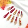 Autumn Press on Nails Long Coffin Fake Nails with Rhinestones