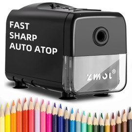 Zmol Electric Pencil Sharpener, Heavy Duty Pencil Sharpener for Coloured Pencils, Auto Stop UL Listed Professional Sharpeners, Super Sharp & Fast, Pen Sharpener Plug in for 6.5-8 mm No. 2