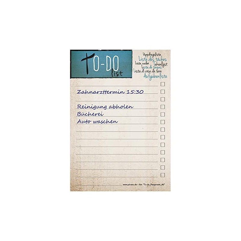 PRICARO A6 Parchment To-Do List (Pack of 5)