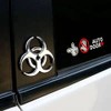2X 3D Silver Metal Biochemical Marker Emblem Car Motorcycle Biohazard