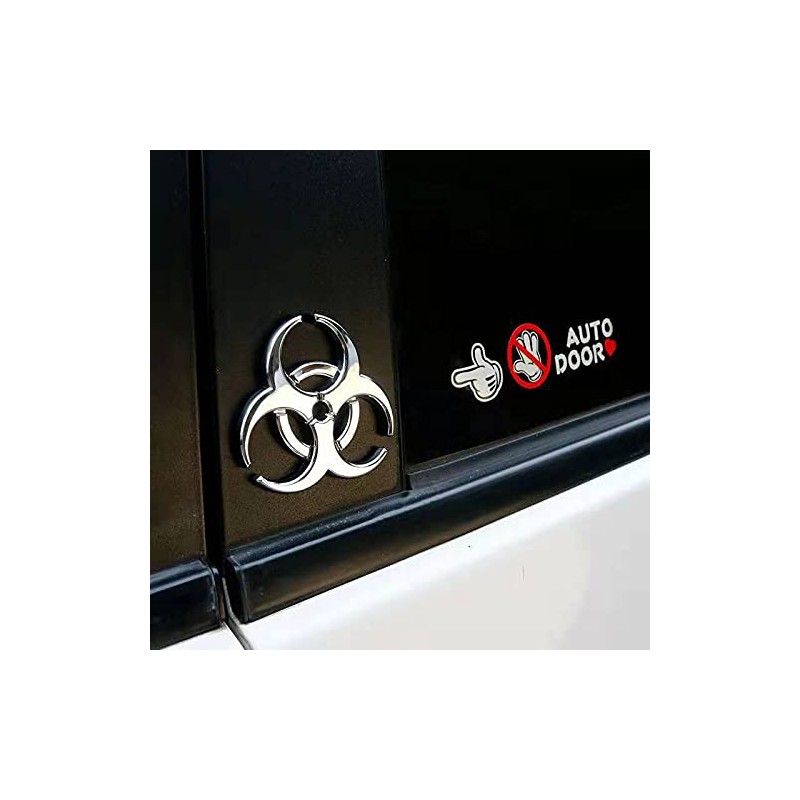 2X 3D Silver Metal Biochemical Marker Emblem Car Motorcycle Biohazard