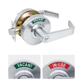 MARIE Commercial Door Handle for Bathroom Privacy,Vacant Occupied & Commercial Restroom Lock,Durable Restroom Door Handle with in-Use & Vacant Large Indicator (Sliver)