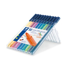 STAEDTLER 323 Triplus Colour Fibre-Tip Pens, 1.0 mm, Assorted Colours, Pack of 10