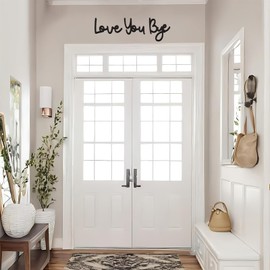 Love You Bye Above Door Sign, Handcrafted Plywood Script Sign With 'Bye, Love You' Message, with Double Tape, Black Wall Art for Hallway Decor, Love Letters For Home Decoration