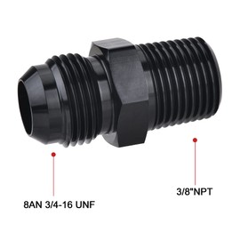 EVIL ENERGY 8AN Male to 3/8" NPT Fitting Straight Aluminum Black 2PCS