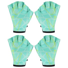 PATIKIL Webbed Swim Gloves, 2Pairs Swimming Aquatic Gloves Printing Water Resistance Training Accessories for Swimming and Diving, M, Light Green