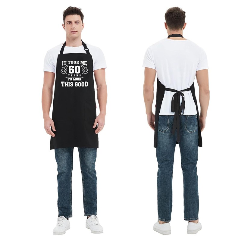 60th Birthday Gifts Kitchen Chef Cooking BBQ Aprons with 2