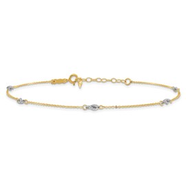 IceCarats 14K Solid Two Tone Gold 9 inch Anklet Summer Beach Foot Ankle Bracelet