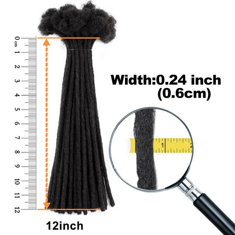 100% Human Hair Dreadlock Extensions for Men/Women, 0.6cm Thickness 12